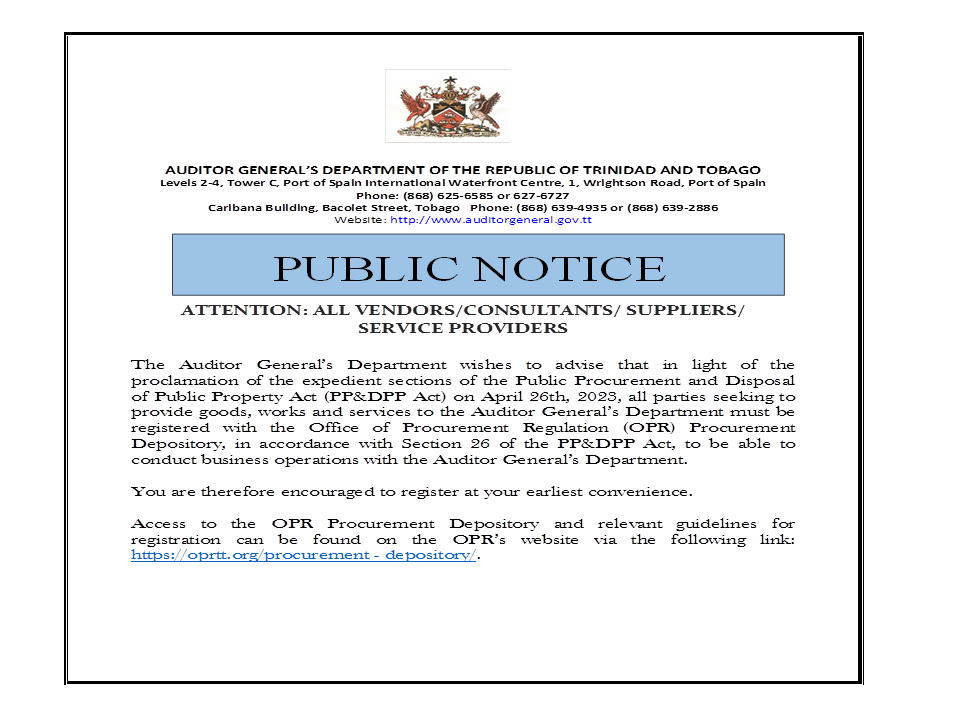 AGD Public Notices | Auditor General's Department